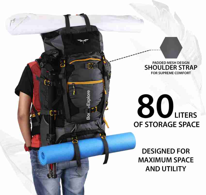 IMPULSE 80 Litres Keep Discovering Heavy Waterproof Rucksack Trekking Hiking Camping Outdoor Camps Luggage Bags Tour Travel Backpack With Rain Cover Rucksack Rucksack 80 L Grey Price in India Flipkart...