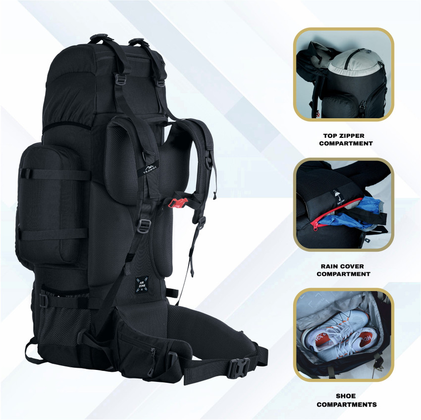 TRAWOC 95L DETACHEBLE Travel Backpack for Outdoor Sport Camp Hiking Trekking Bag Rucksack BHK007 Rucksack 95 L BLACK Price in India Flipkart