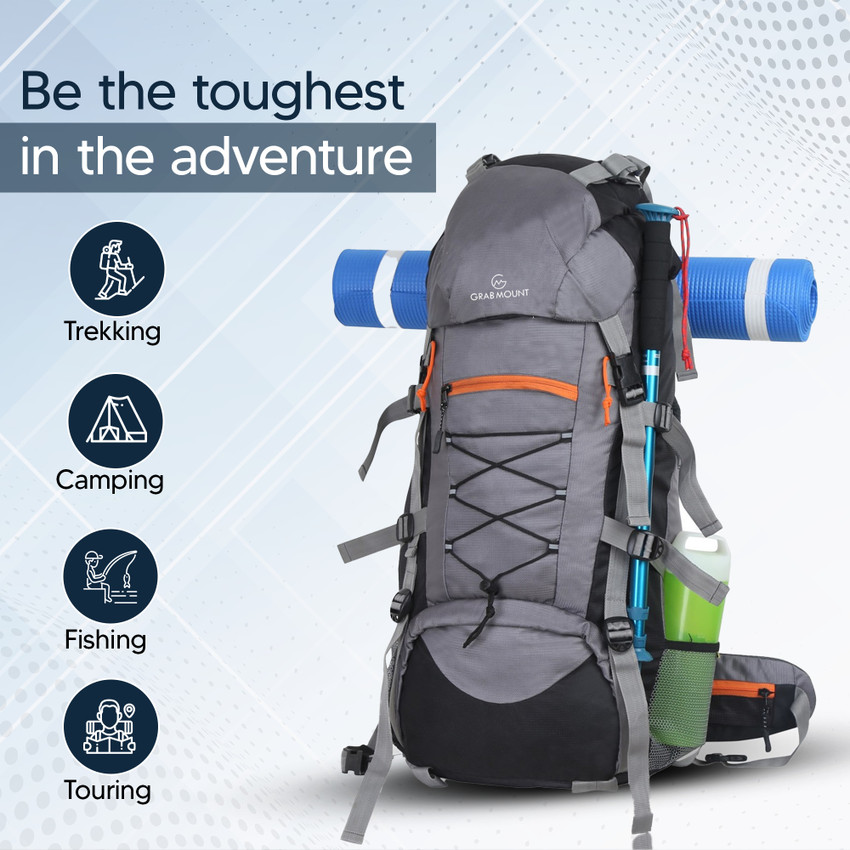 YOI Mountain Bag Hiking Bag 65 LTR Rucksack Travel Backpack for Adventure Camping Trekking Bag with Rain Cover Shoes Compartment Grey Rucksack 65 L Rucksack 65 L Grey Price in India Flipkart