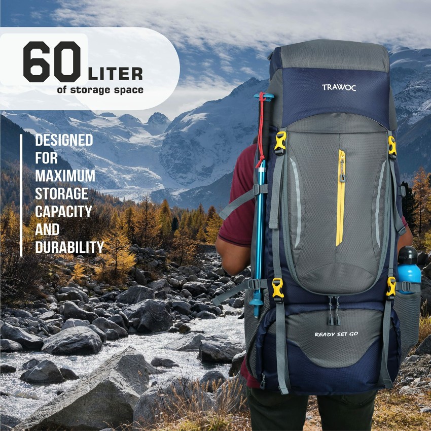 Buy TRAWOC 60 LTR Trekking Rucksack Travel Hiking Backpack Bag, 1 Year  Warranty online | Looksgud.in