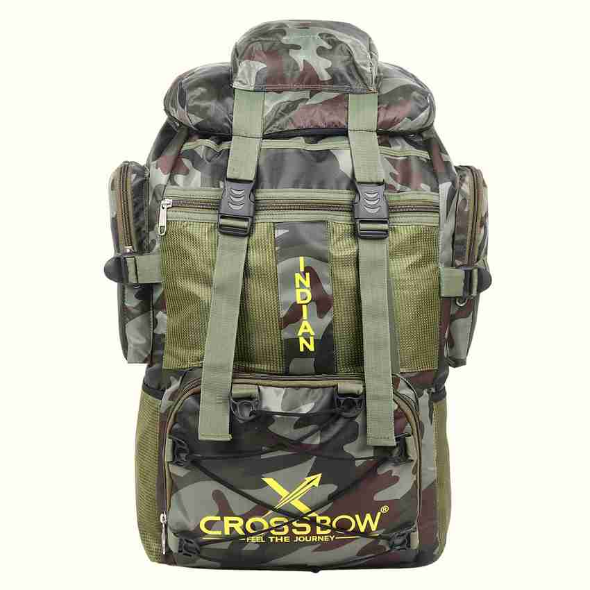 Crossbow Waterproof Stylish Army Look Bag With Side Pockets For Men Women 90 L Backpack ARMY GREEN Price in India Flipkart