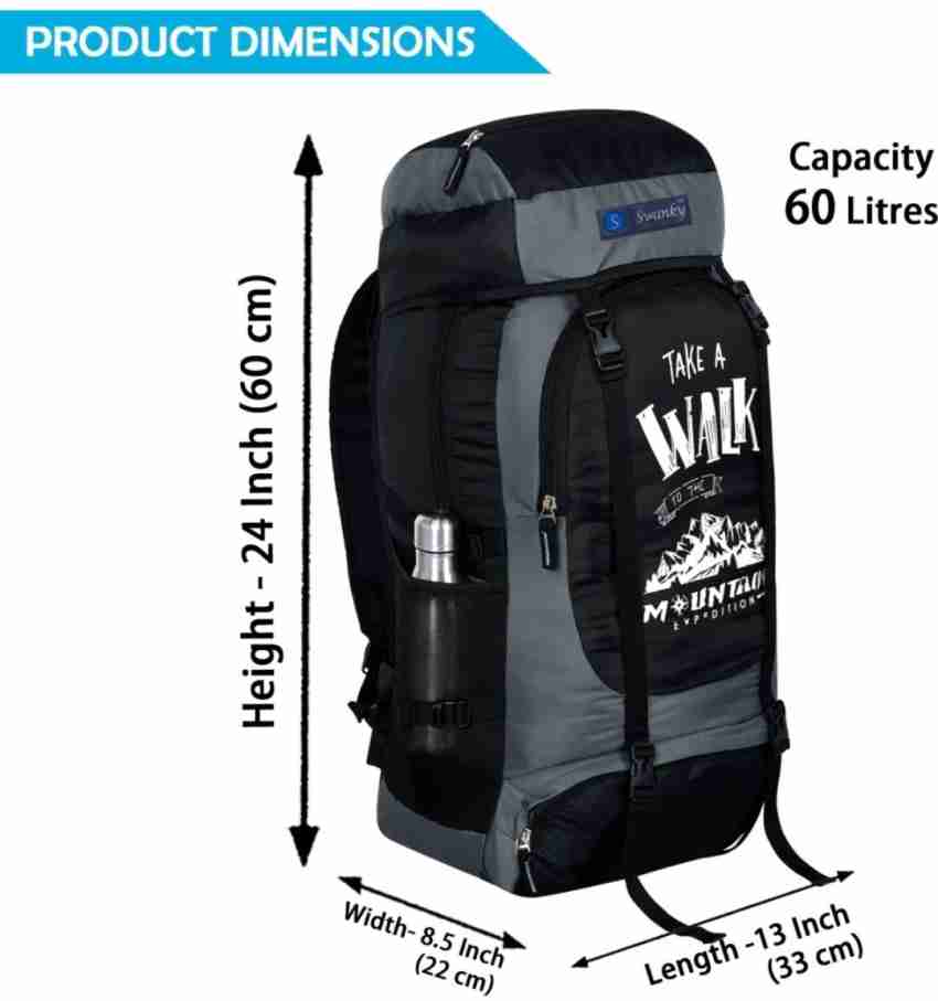 60 litre backpack dimensions sale