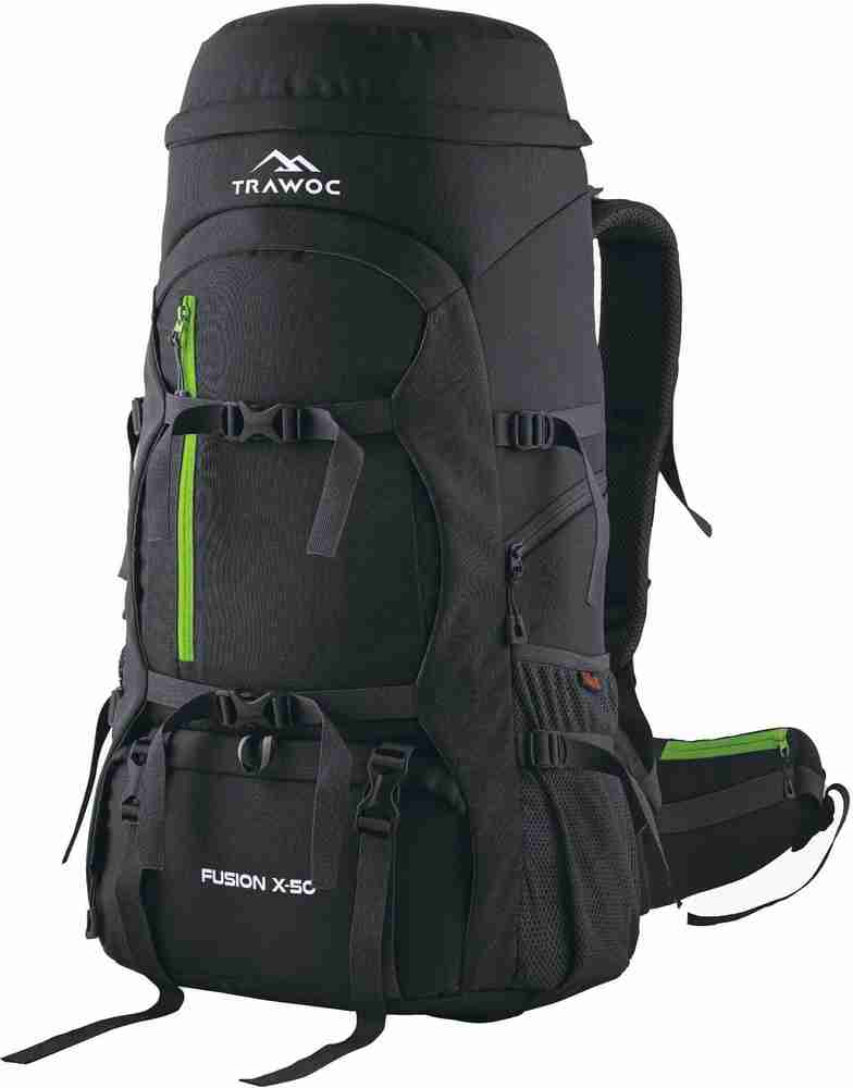 TRAWOC Travel Bag Front Top Open Backpack for Hiking Trekking Camping Rucksack 50 L black Price in India Flipkart