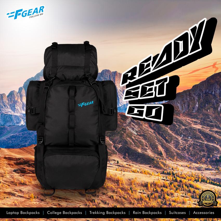 F GEAR Otto Black Trekking Backpack 58L 4114 Rucksack 58 L Black Price in India Flipkart