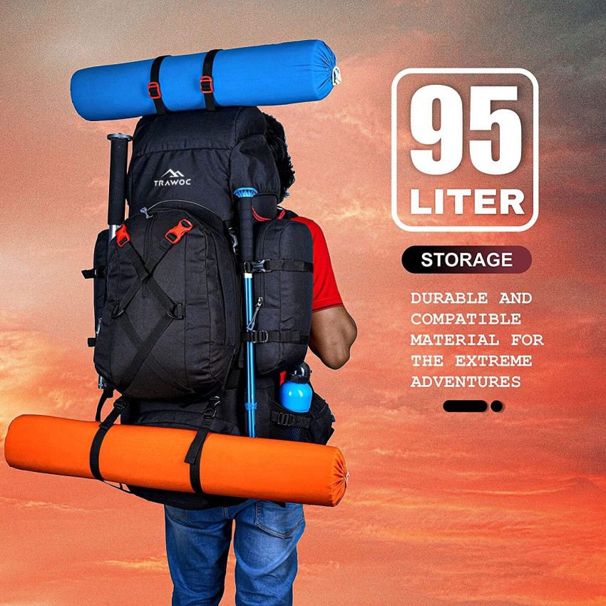 TRAWOC (95L) (DETACHEBLE) Travel Backpack for Outdoor Sport Camp Hiking  Trekking Bag Rucksack BHK007 Rucksack - 95 L BLACK - Price in India