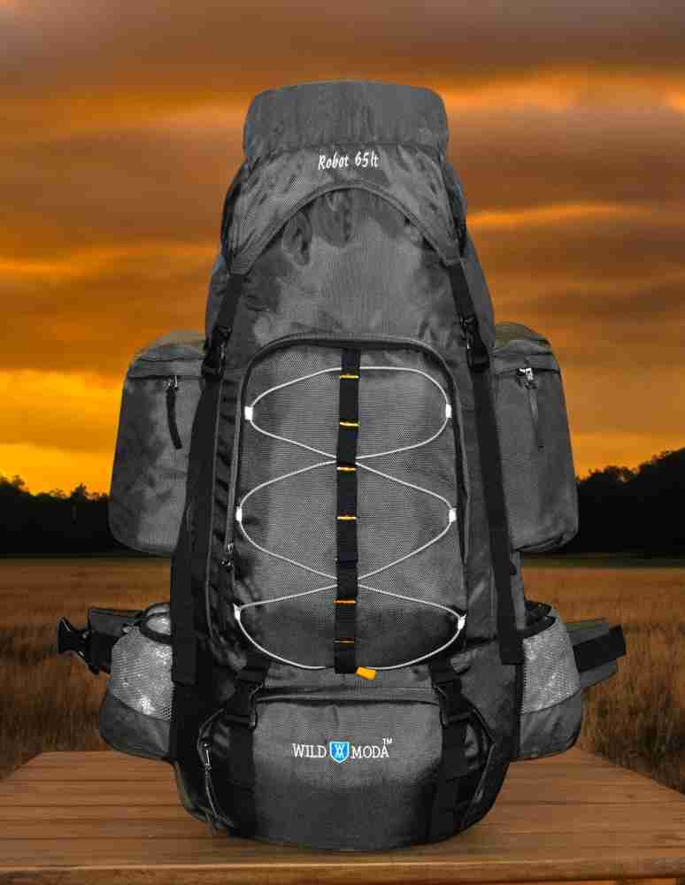 Wildmoda ROBOT 65 LT HIKING TREKKING BAG WITH LAPTOP COMPARTMENT Rucksack 65 L Grey Price in India Flipkart