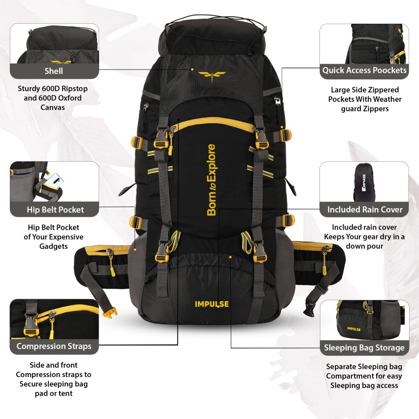 IMPULSE Travel bag for men tourist backpack for hiking trekking
