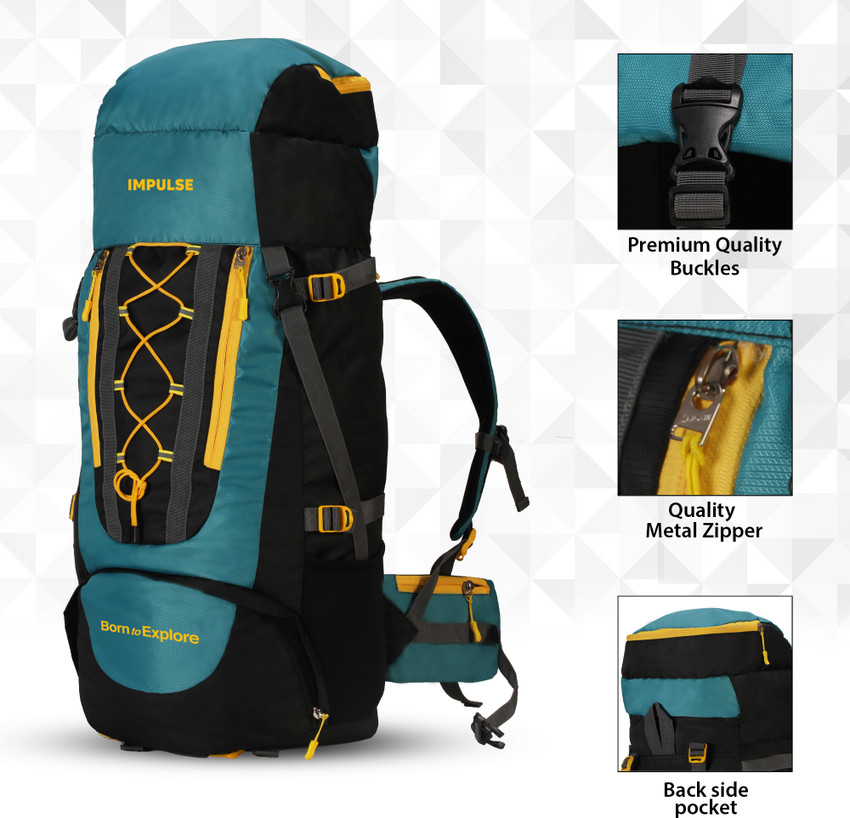 IMPULSE Loops Trekking Hiking Camping Outdoor Camps Luggage Bags with Rain Cover Rucksack 75 L Green Price in India Flipkart