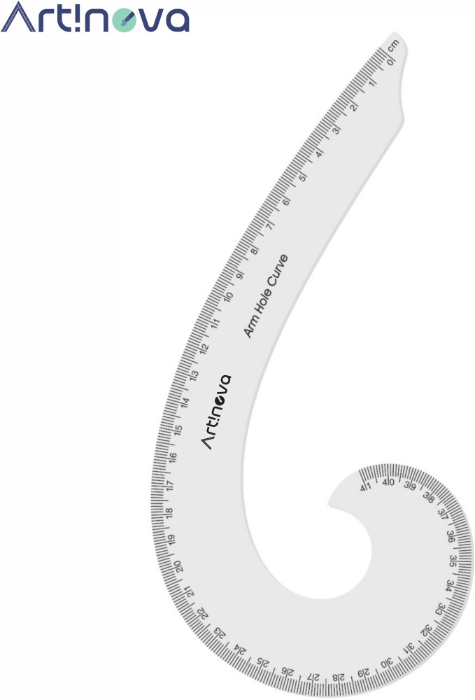 Artinova Armhole French Curve Set of 2 with Marking Ruler -  Armhole French Curve Set with Marking