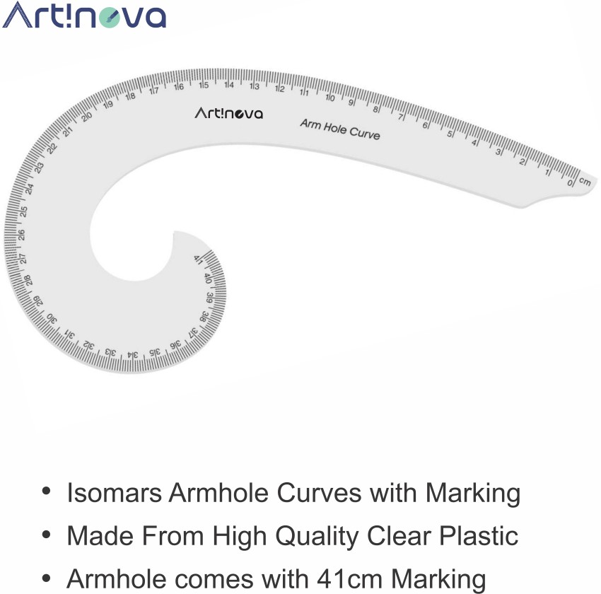 Artinova Armhole French Curve Set of 2 with Marking Ruler -  Armhole French Curve Set with Marking