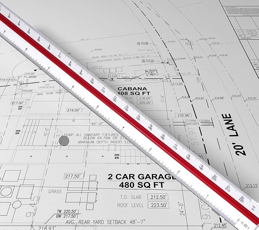 Yopram Triangle Scale Ruler, 30cm (12 Inch) Long