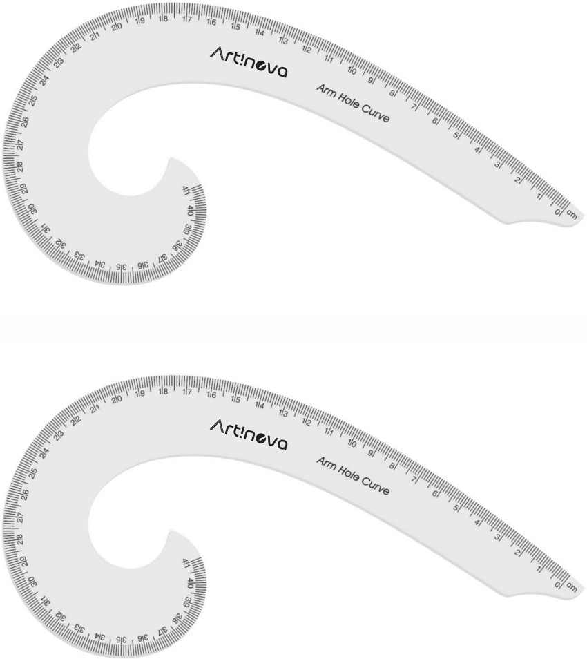 Artinova Armhole French Curve Set of 2 with Marking Ruler -  Armhole French Curve Set with Marking