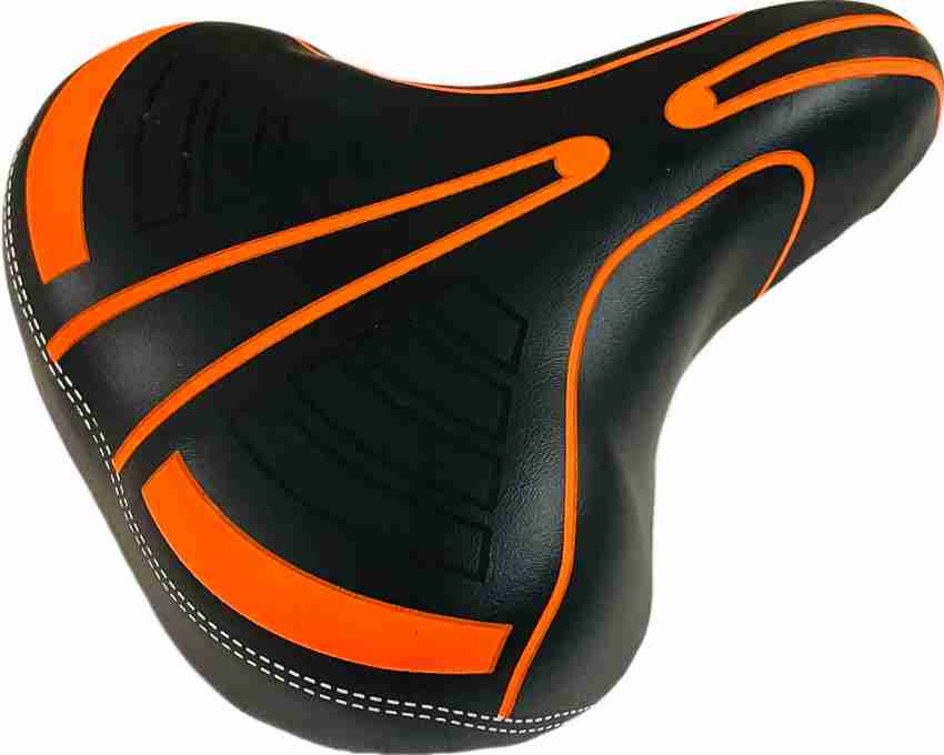 ShreNik Bicycle Saddle Cycle Seat Wide Suspension PU Form Mountain Bikes Black Orange Saddle