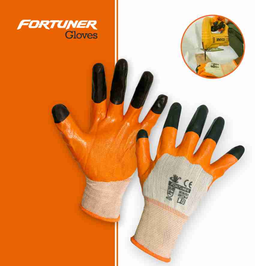 fortuner Hand Gloves | Anti Cut | Cut Resistant |Domestic TIGER Hand Gloves  (10 PAIRS) Nitrile Safety Gloves