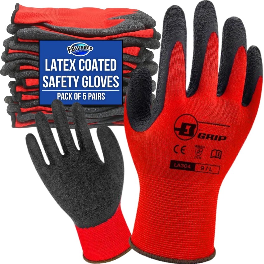 [20 Pack] Latex Dipped Nitrile Coated Work Gloves Large - String Knit  Cotton Coated Work Safety Gloves Great for Construction, Warehouse, Home