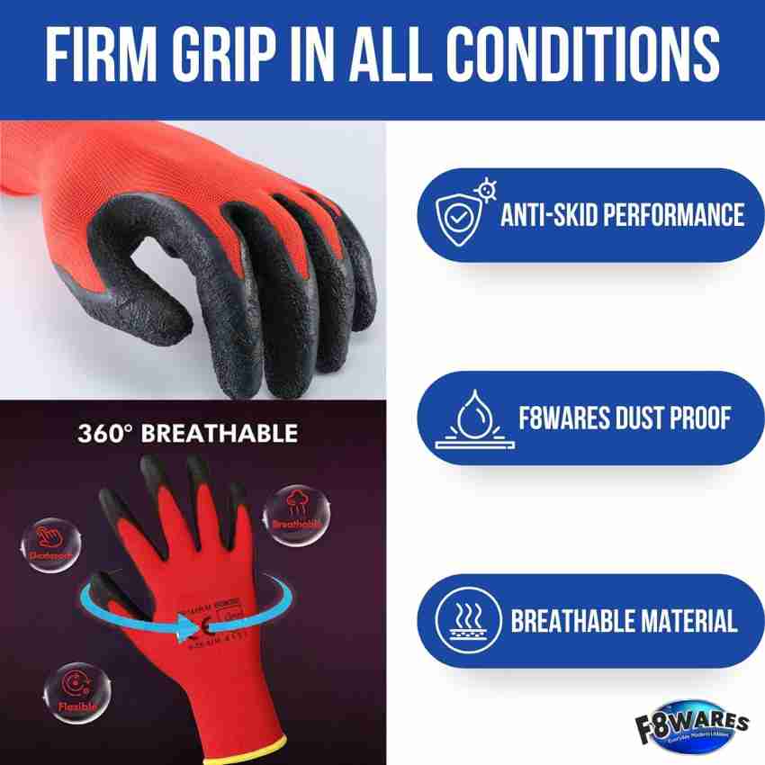 [20 Pack] Latex Dipped Nitrile Coated Work Gloves Large - String Knit  Cotton Coated Work Safety Gloves Great for Construction, Warehouse, Home