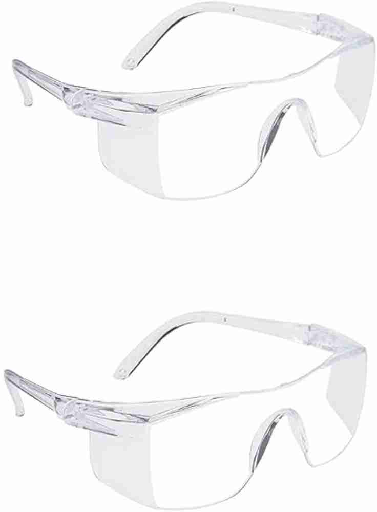GrahLogy Unisex Plastic White Transparent Goggles Sunglasses Pack Of 2 for Bike Riding Power Tool Blowtorch Laboratory Wood working Welding Safety Goggle Price in India Buy GrahLogy Unisex Plastic Whi...