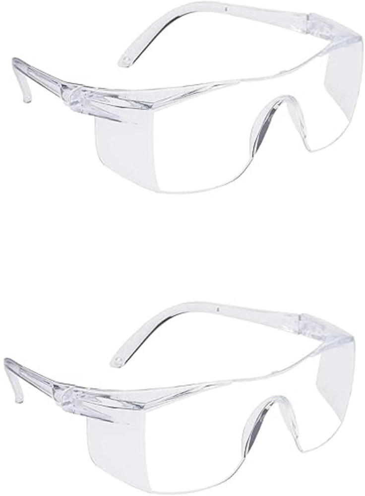 GrahLogy Unisex Plastic White Transparent Goggles Sunglasses Pack Of 2 for Bike Riding Power Tool Blowtorch Laboratory Wood working Welding Safety Goggle Price in India Buy GrahLogy Unisex Plastic Whi...