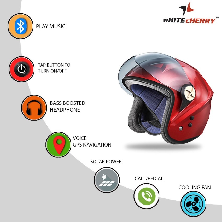 Whitecherry Open Face Solar Bluetooth ISI Mark Certified Motorbike