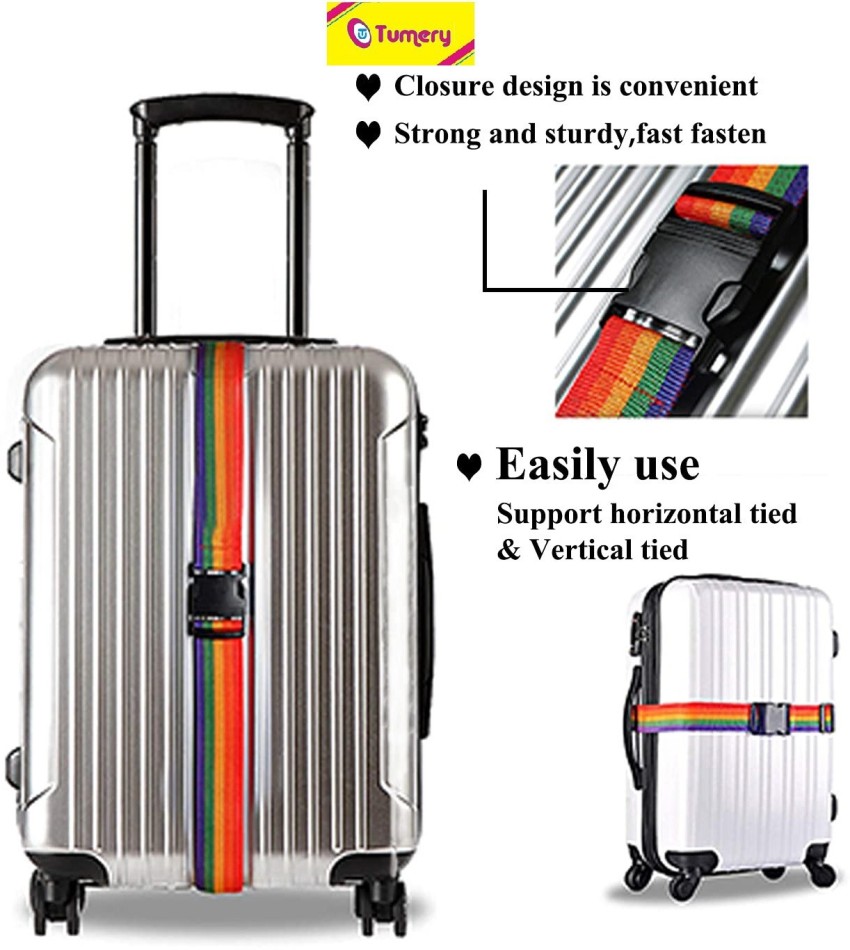 Tumery security Belt Packing Adjustable Travel Suitcase Nylon Buckle Strap  Combo of 2 Luggage Strap Multicolor - Price in India