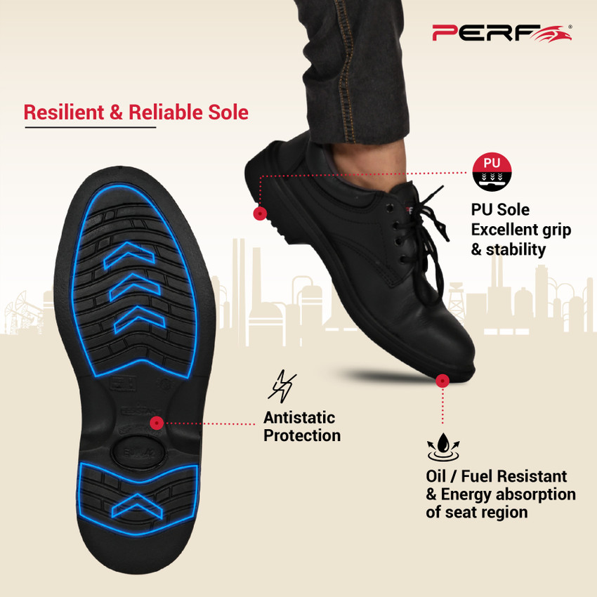 Perf Steel Toe Grain Leather Safety Shoe Price in India Buy Perf Steel Toe Grain Leather Safety Shoe online at Flipkart
