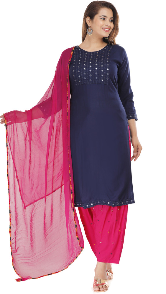 Navy blue and online pink combination dress