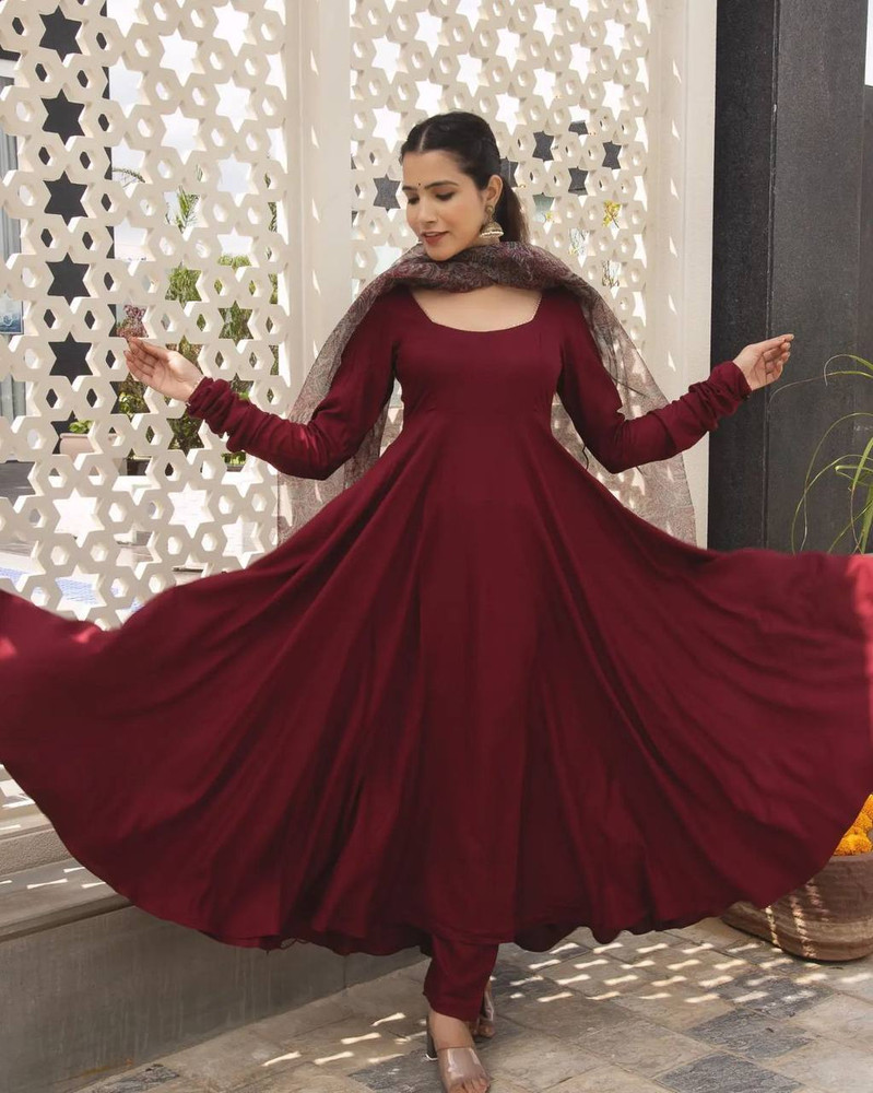 SEMS COLLECTION Solid Anarkali Kurta, Bottom \u0026 Dupatta Set - Buy SEMS  COLLECTION Solid Anarkali Kurta, Bottom \u0026 Dupatta Set Online at Best Prices  in India | Flipkart.com