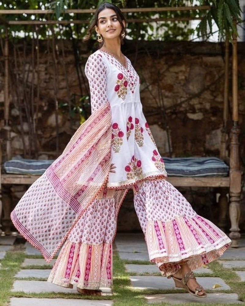 Vaani Vastram Floral Print Kurta Sharara Dupatta Set Buy Vaani Vastram Floral Print Kurta Sharara Dupatta Set Online at Best Prices in India Flipkart