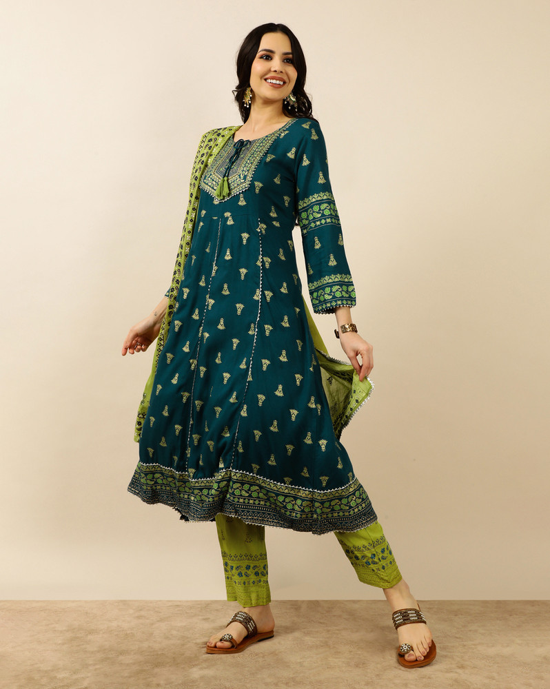 INDOKASH Floral Print Kurta Salwar Dupatta Set Buy INDOKASH