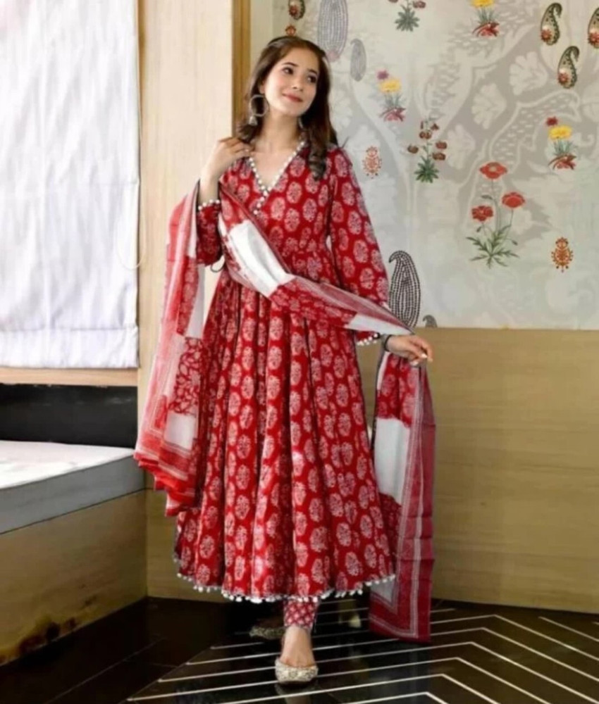 umeshansh Floral Print Anarkali Kurta Bottom Dupatta Set Buy
