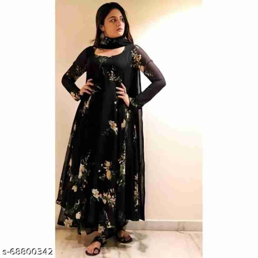 Black Georgette Anarkali Pant Suit