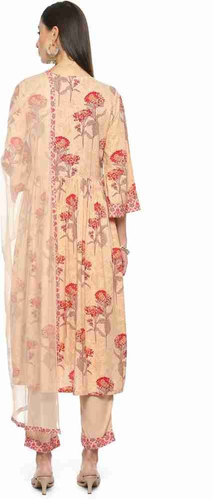 BIBA Floral Print Kurta Trouser Pant Dupatta Set Buy BIBA
