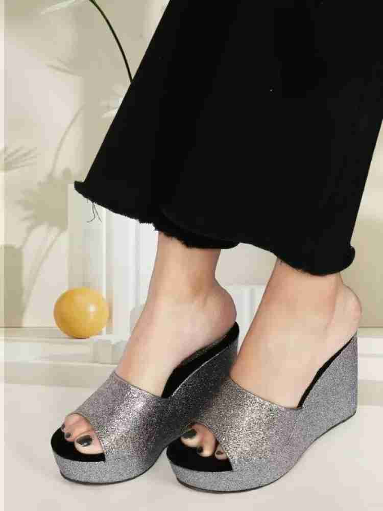 Grey shop wedges heels