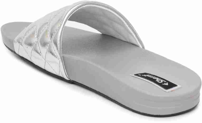 SHERRIF Women Silver Flip Flop Slides Buy SHERRIF Women Silver