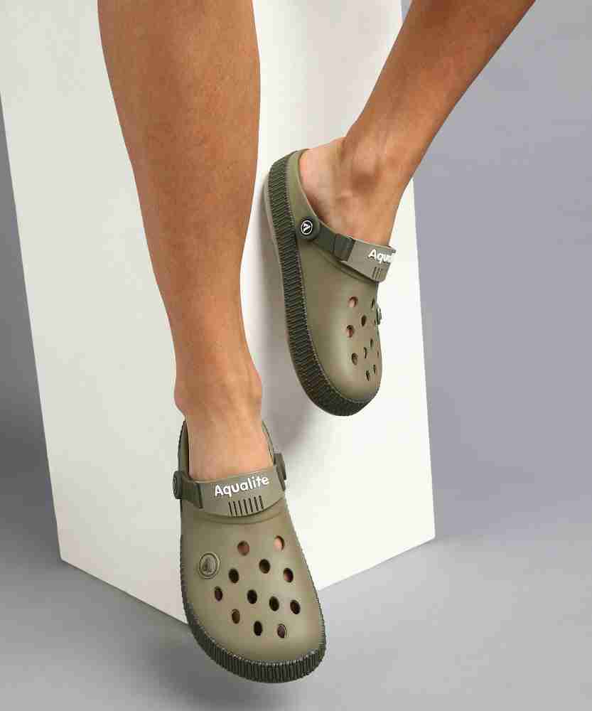 Aqualite Comfort, Anti-Skid Men Khaki, Olive Clogs - Buy Aqualite 