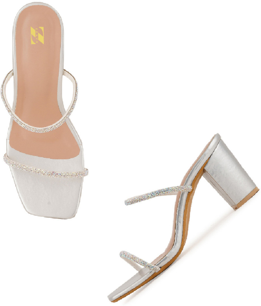 3 strap silver heels on sale