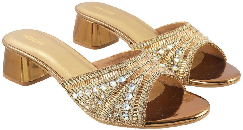 MOCHI Women Gold Heels - Buy MOCHI Women Gold Heels Online at Best Price - Shop  Online for Footwears in India