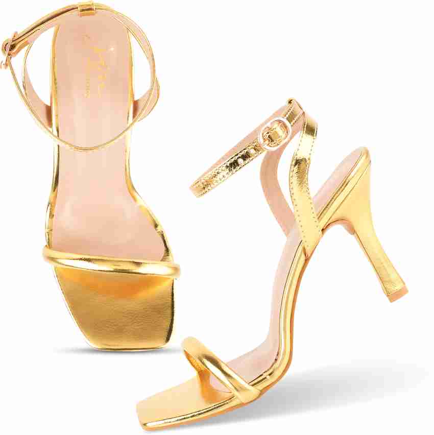 Gold 3 strap heels new arrivals