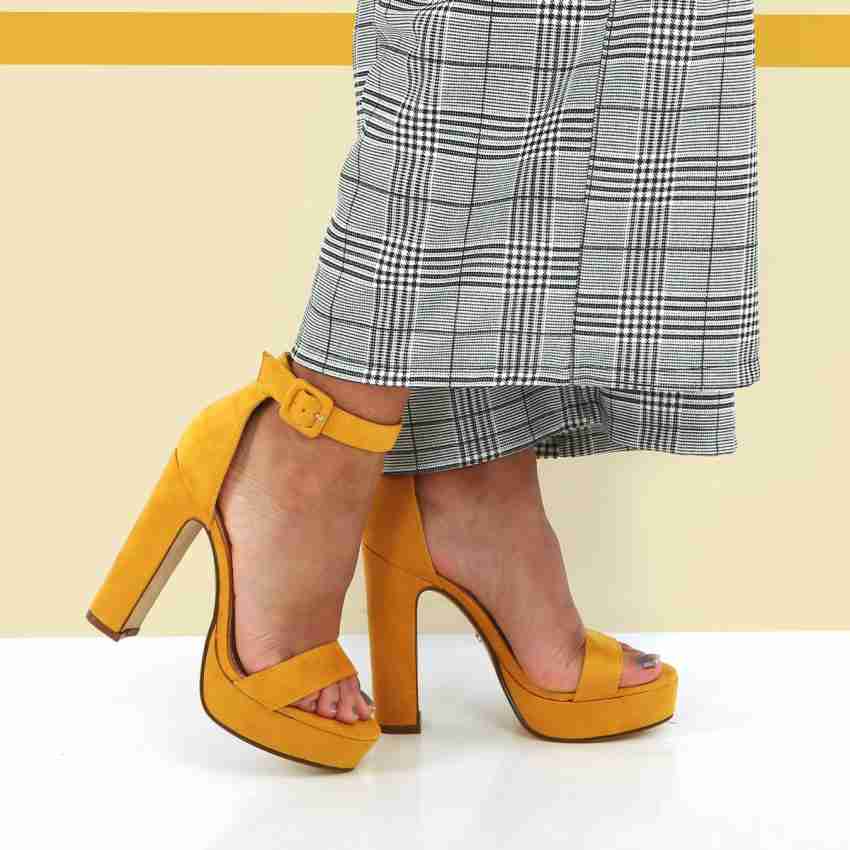 Mustard yellow sandal heels hot sale