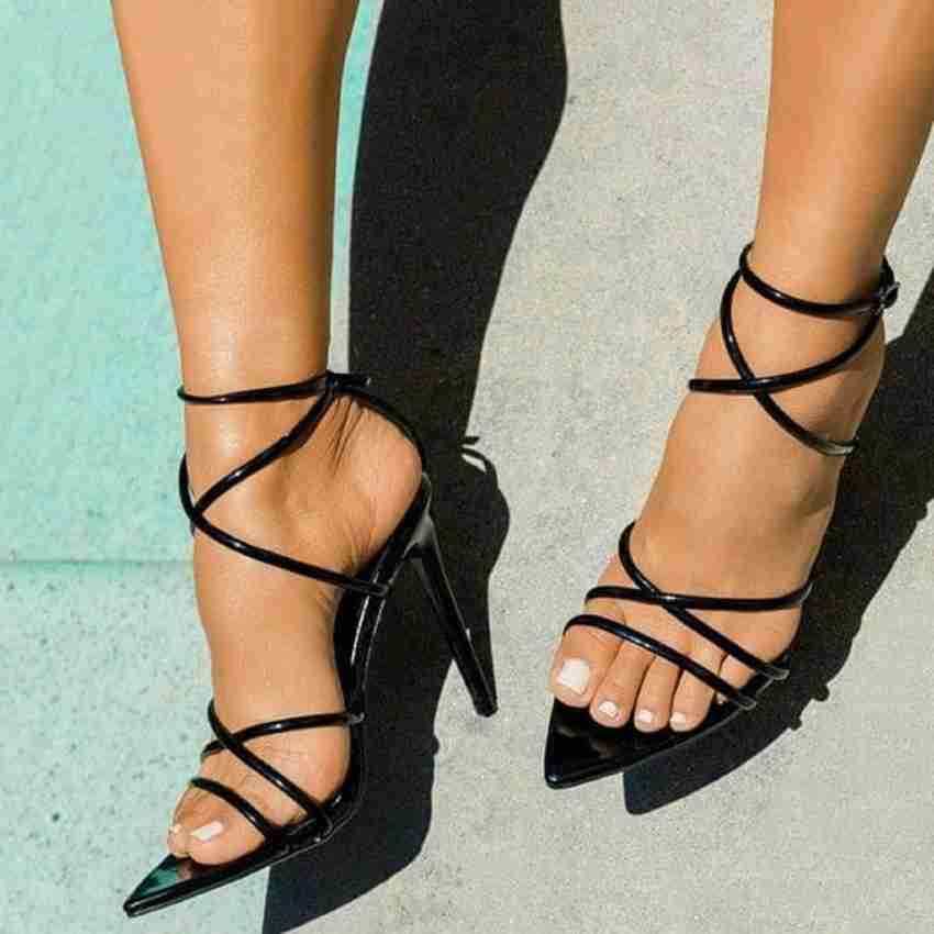 Black peep toe strappy heels hot sale