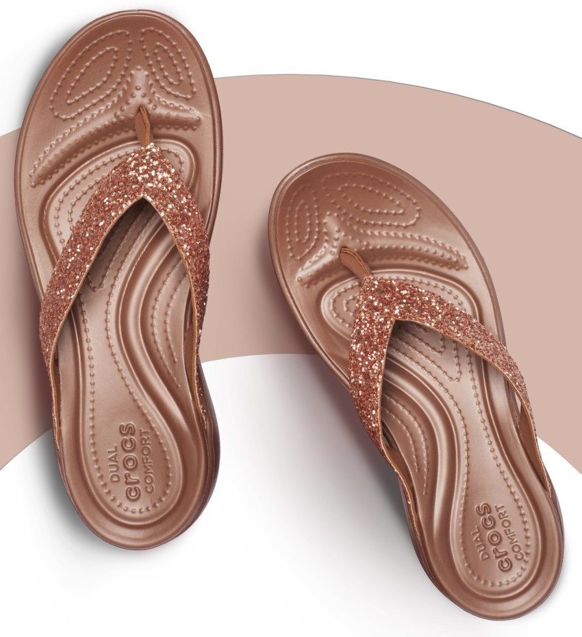 Crocs™ Capri V Glitter Flip in Brown