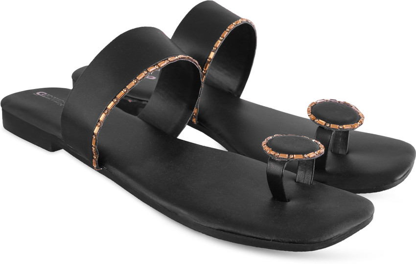 Black leather slippers 2025 womens