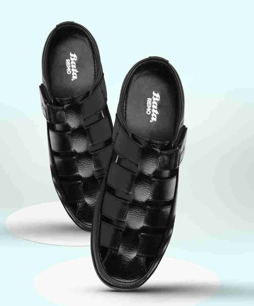 Bata black sandals best sale