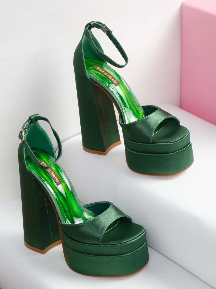 Green color outlet heels