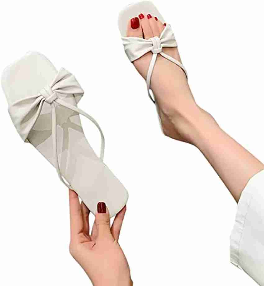 White bow best sale flip flops