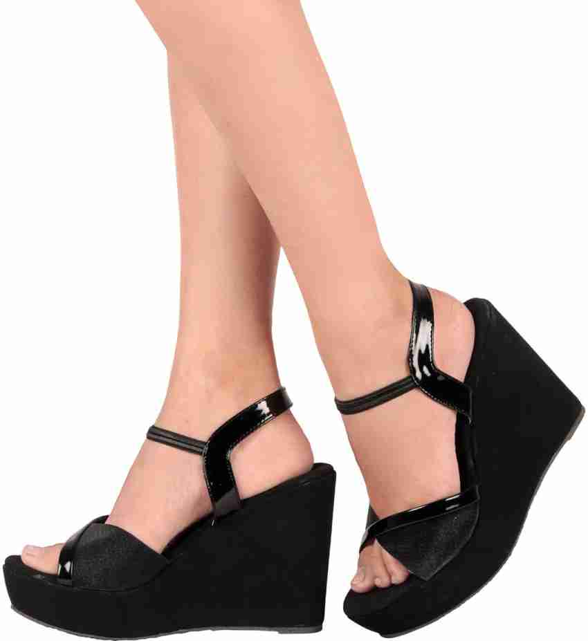 All black best sale wedge sandals