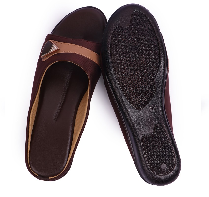 Leather Sandals for Women Ladies Classic Brown Flats Elegant 