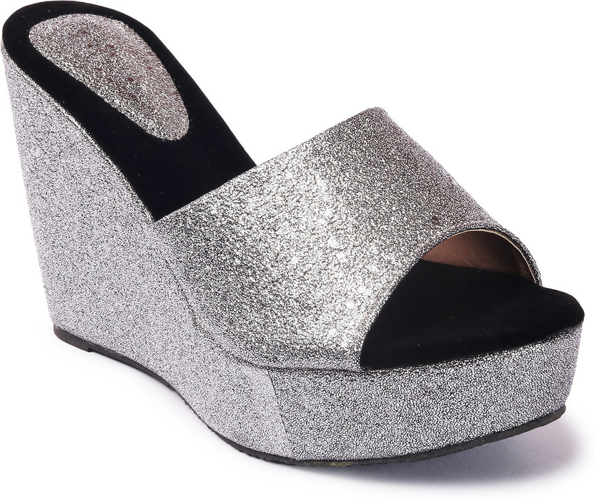 Silver platform online wedges