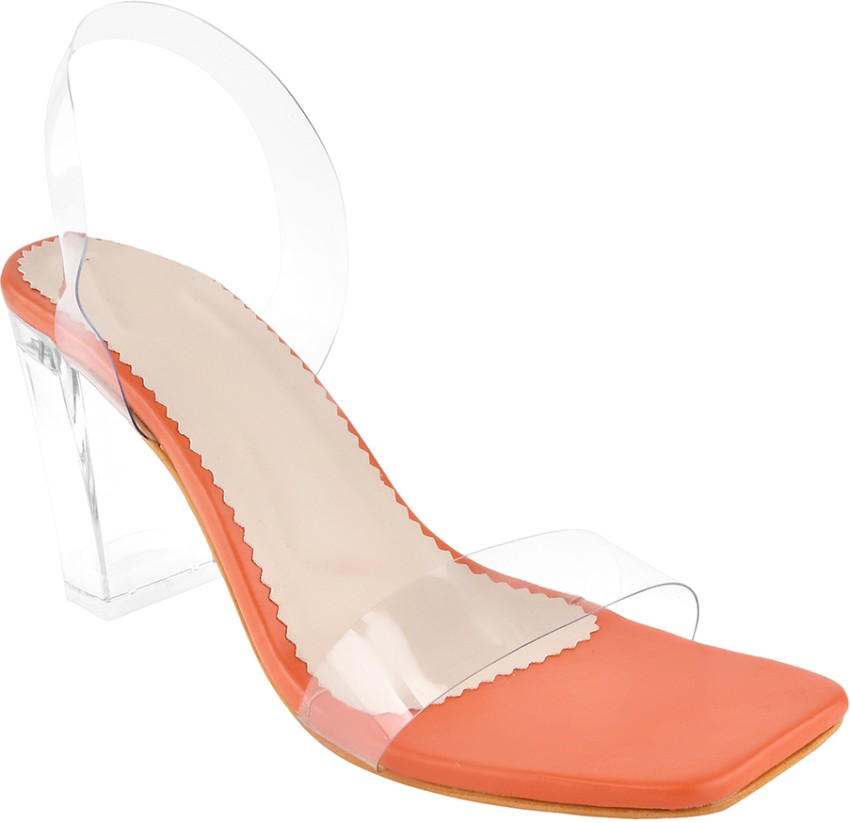 Orange cheap transparent heels