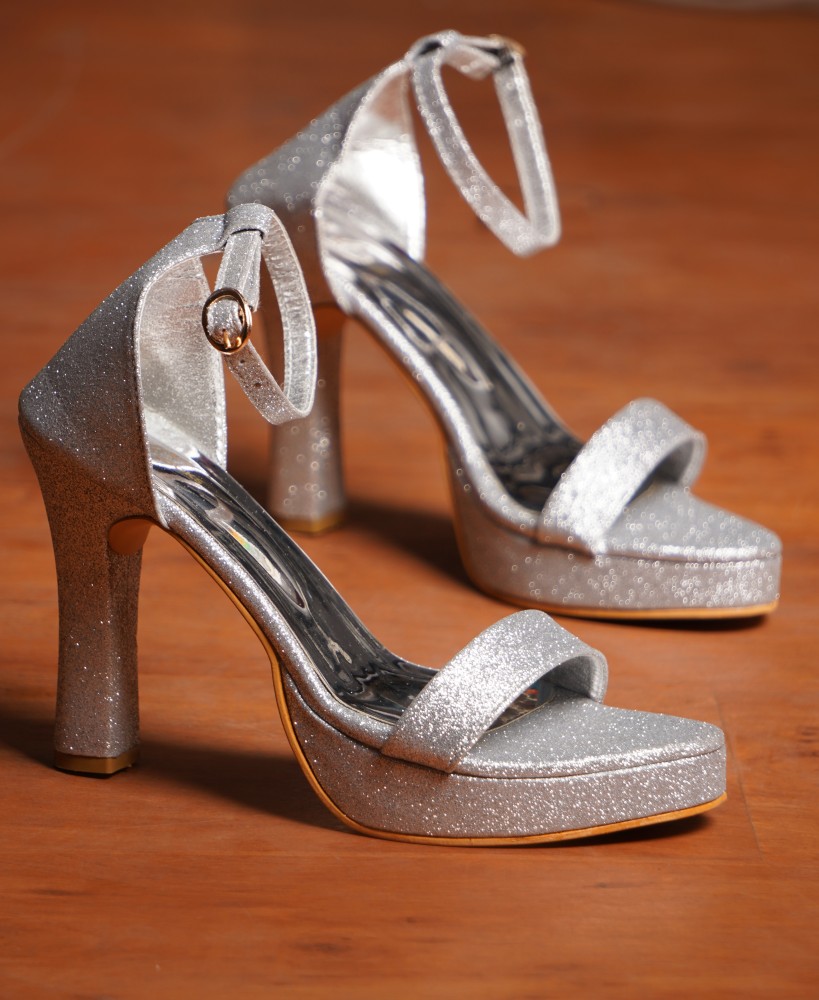 Silver heels outlet cheap